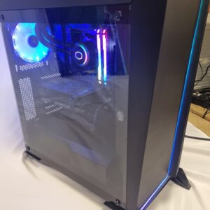 side profile of pc with lights on